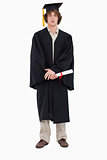 Student in graduate robe
