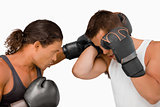 Side view of two male boxers