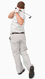 Rear view of golfer