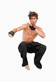 Jumping martial arts fighter