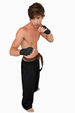 Martial arts fighter in fighting stance