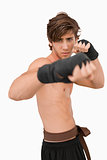 Martial arts fighter in fighting pose