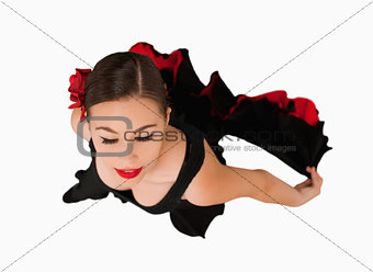 Overhead view of dancing woman