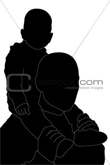 man with a kid (silhouette)