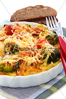 Casserole with vegetables and cheese. 