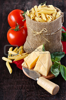 Ingredients for preparing pasta.