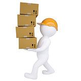 3d man carries boxes