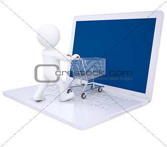 3d man doing online shopping