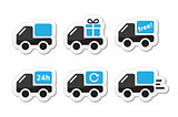 Delivery car, shipping vector icons set