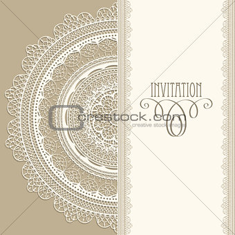 Vector Vintage Invitation with  Lacy Napkin