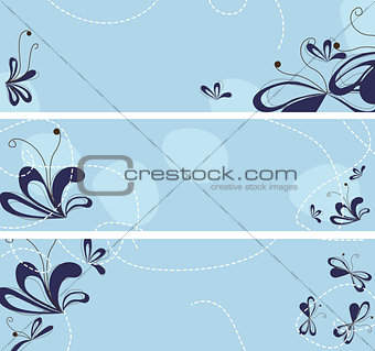 vector set of banners with abstract flowers