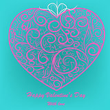 vector pink heart on blue background