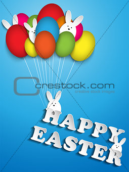 Happy Easter Rabbit Balloons Eggs