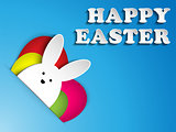 Happy Easter Rabbit Bunny on Blue Background