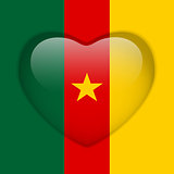 Cameroon Flag Heart Glossy Button