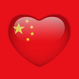 China Flag Heart Glossy Button