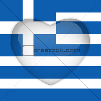 Greece Flag Heart Glossy Button