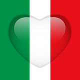 Italy Flag Heart Glossy Button