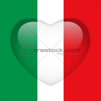 Italy Flag Heart Glossy Button