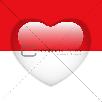 Monaco Flag Heart Glossy Button