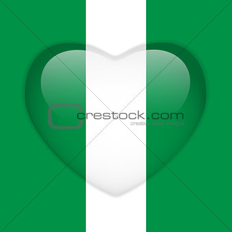 Nigeria Flag Heart Glossy Button