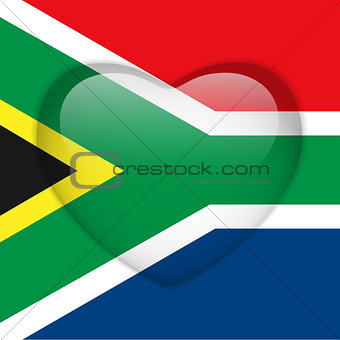 South Africa Flag Heart Glossy Button