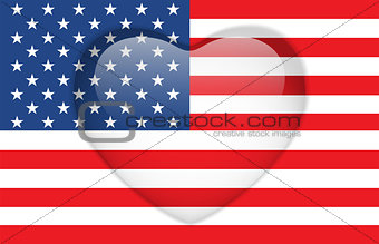 United States Flag Heart Glossy Button