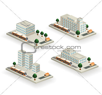 The set of vector buildings with urban transport