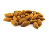 Almonds on a white background