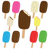 Set of various colorful ice creams