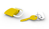 Golden key and padlock