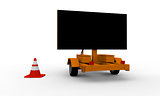 Roadworks cart with signboard