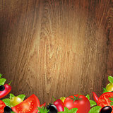 Wood Background With Vegetables