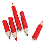 red pencil on white background