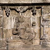 Relief at Borobudur temple on Java, Indonesia