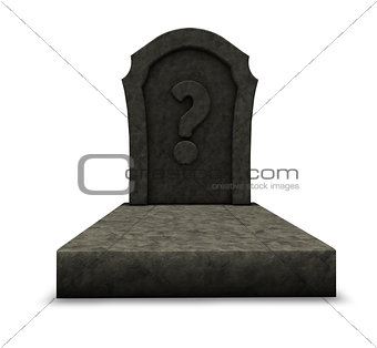 gravestone with question mark
