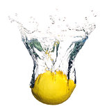 Lemon splashing in water