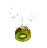 Kiwi in the water with bubbles