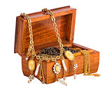 Box with jewelry isolated on whote