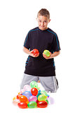 Boy with water balloons
