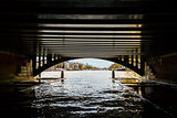 View from under bridge to Amsterdam  in the late autumn, Amstel 