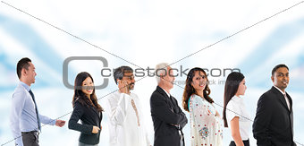 Group of Multiracial Asian people lined up. 