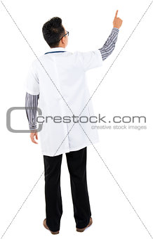 Rear view of Asian medical doctor
