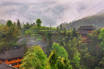 Dazhai village (Dragon's Backbone Rice Terraces). 