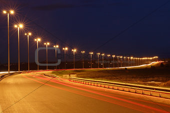Mast road lighting, night road.