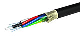 Optical Fiber Cable Over White - 3D Render 