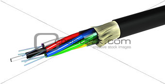Optical Fiber Cable Over White - 3D Render 