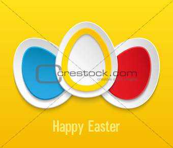 Easter eggs on yellow background.