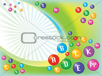 Vector conceptual vivid background from different color vitamin