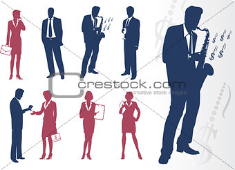 Businessmen and businesswomen silhouettes